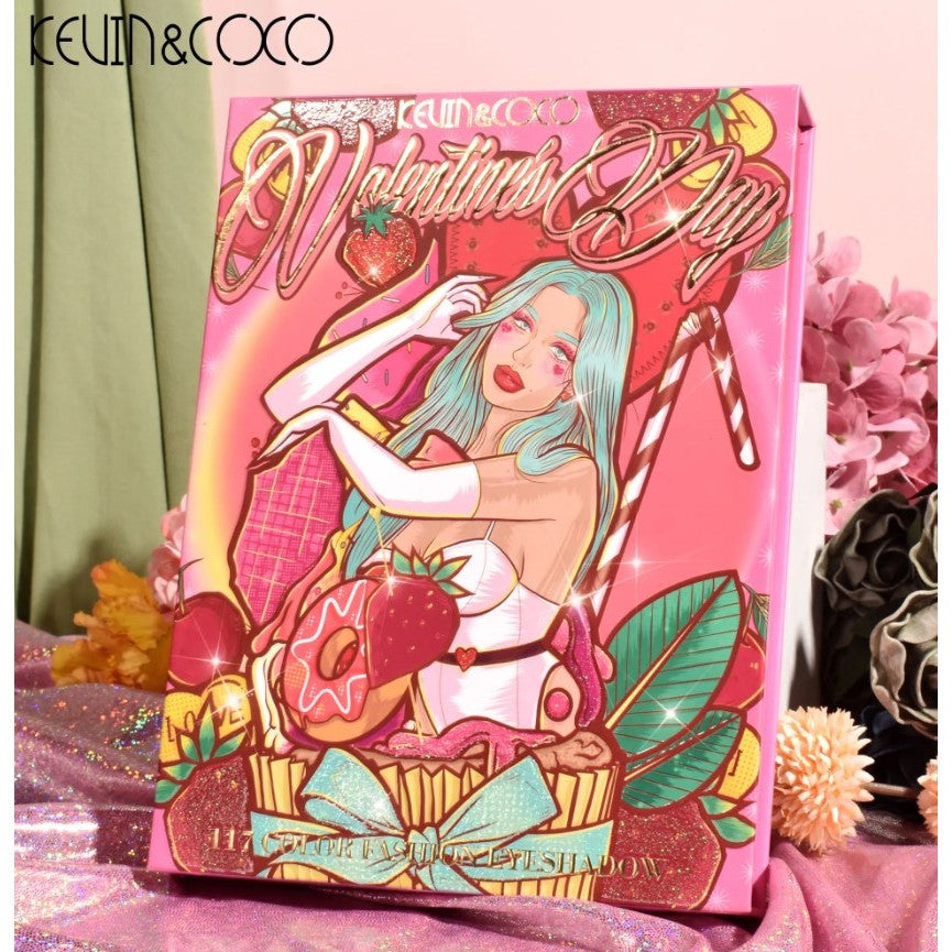 Paleta farduri Kevin&Coco, 117 culori, 4 straturi, rotativa, iluminator si blush inclus, dreptunghiulara, 112g, 20.8 x 15.5 x 2.1 cm, multicolor