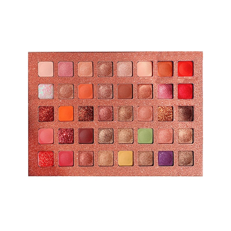 PALETA DE FARDURI CU 40 DE CULORI PIGMENTATE, ROZ CU SCLIPICI