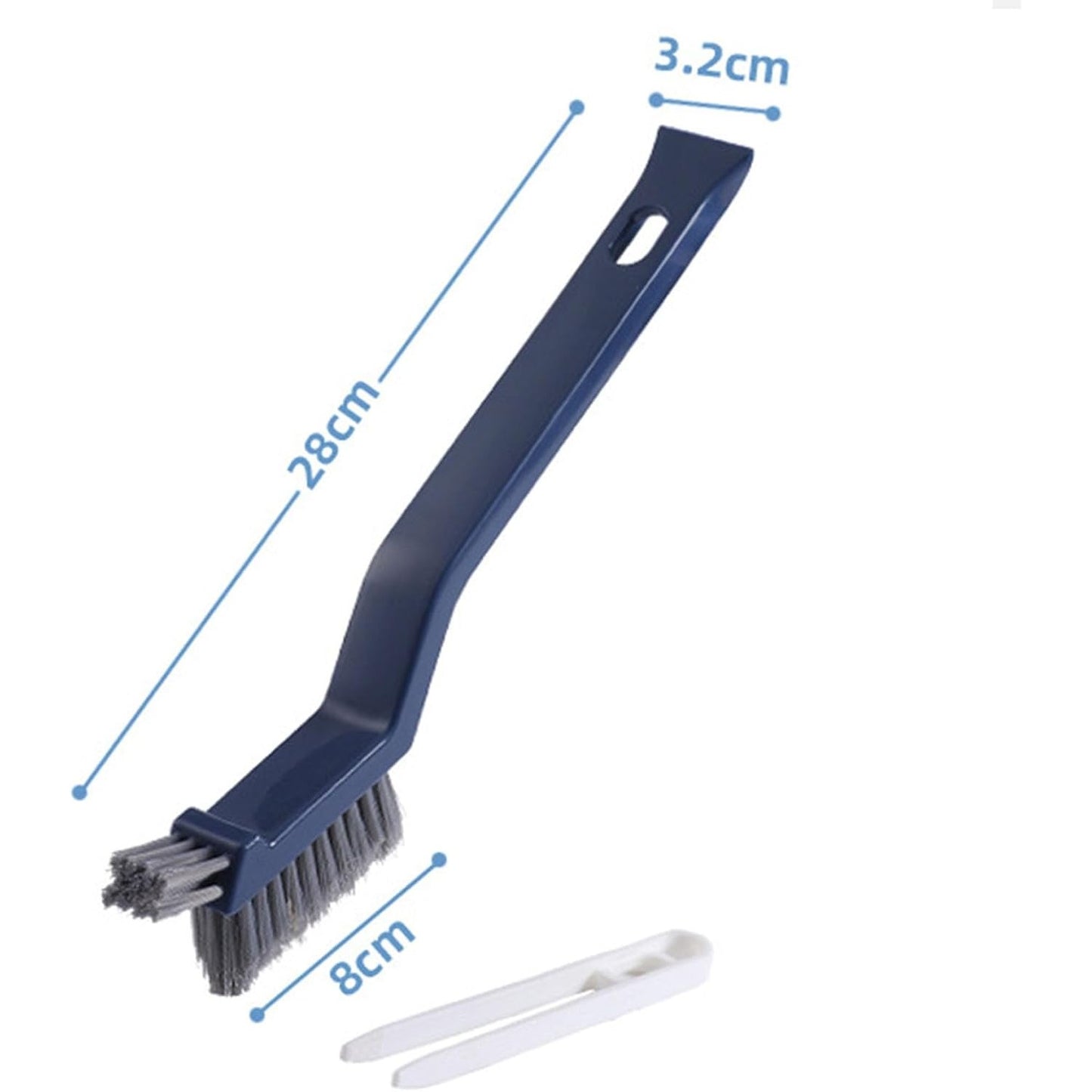 Perie 3in1 de Curatat Podele si Rosturi, selexmo, Lungime Maner 28 cm, Peri din PP, Otel si Plastic, Cleste pentru Scame si Par Inclus, Albastru