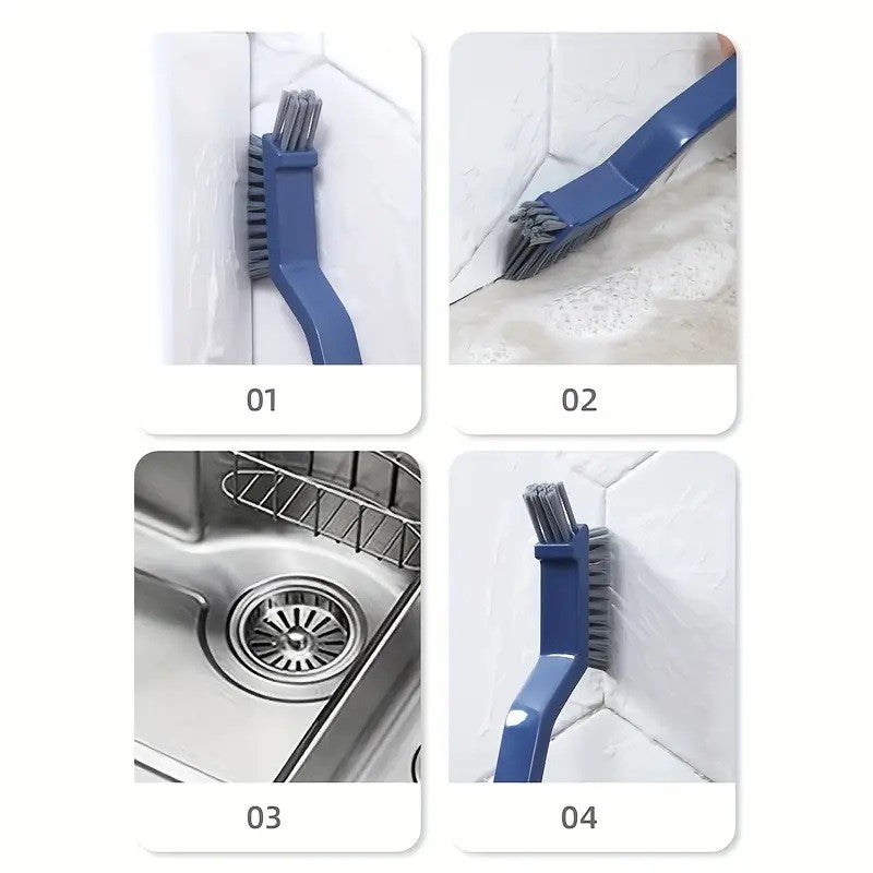 Perie 3in1 de Curatat Podele si Rosturi, selexmo, Lungime Maner 28 cm, Peri din PP, Otel si Plastic, Cleste pentru Scame si Par Inclus, Albastru