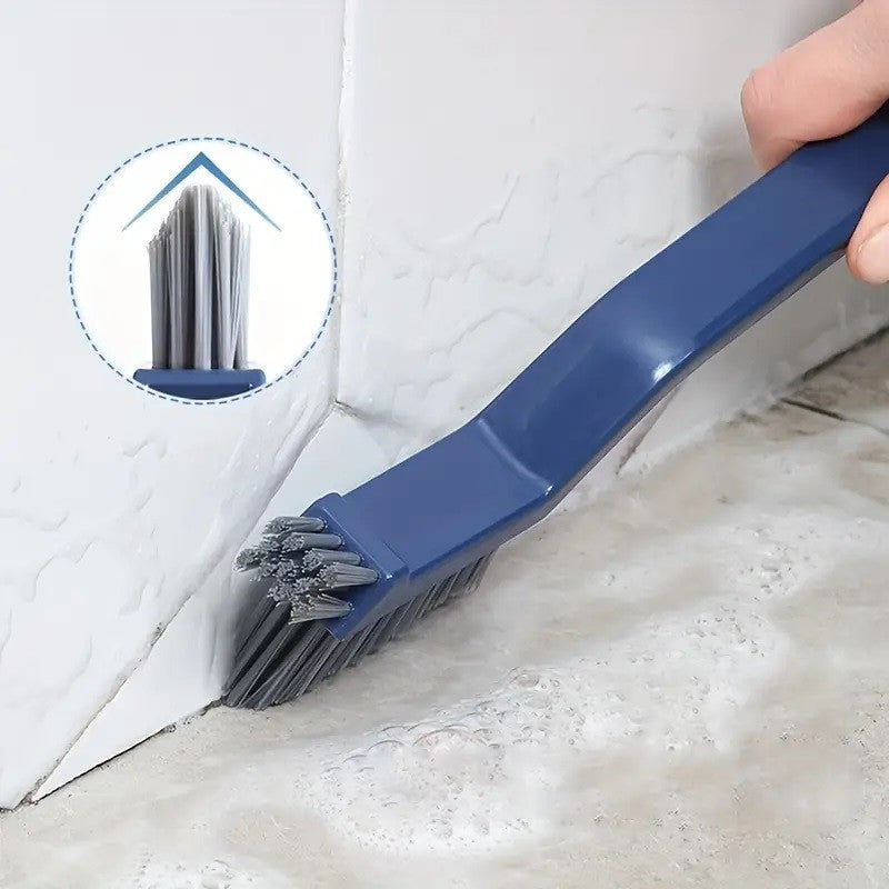 Perie 3in1 de Curatat Podele si Rosturi, selexmo, Lungime Maner 28 cm, Peri din PP, Otel si Plastic, Cleste pentru Scame si Par Inclus, Albastru