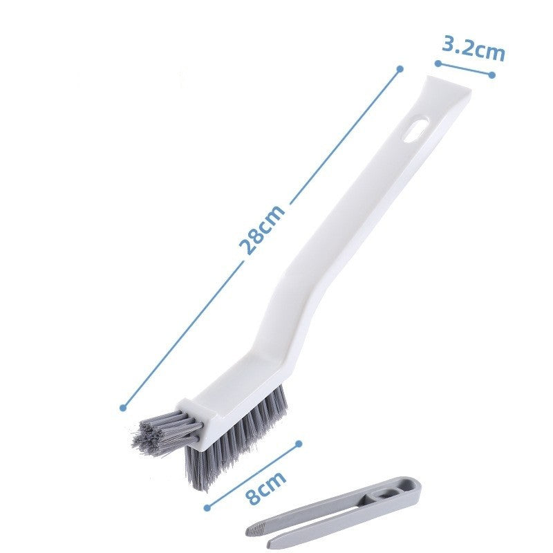 Perie 3in1 de Curatat Podele si Rosturi, selexmo, Lungime Maner 28 cm, Peri din PP, Otel si Plastic, Cleste pentru Scame si Par Inclus, Alb