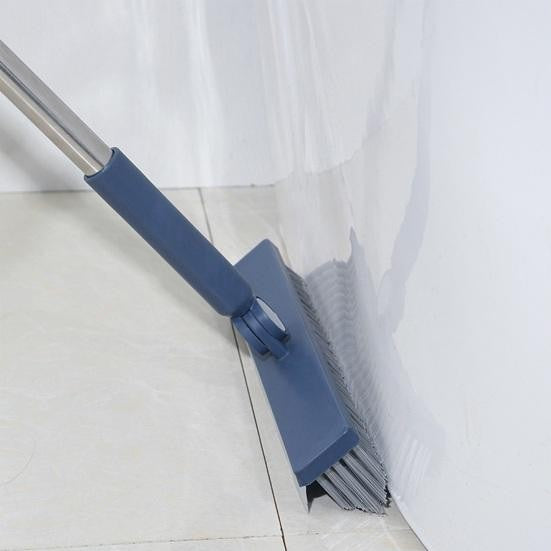 Perie de Curatare pentru Podele si Rosturi, selexmo, Lungime Maner 105 cm, Capat Pivotant 180 Grade, Peri din PP, Otel si Plastic, Cleste pentru Scame si Par Inclus, Albastru