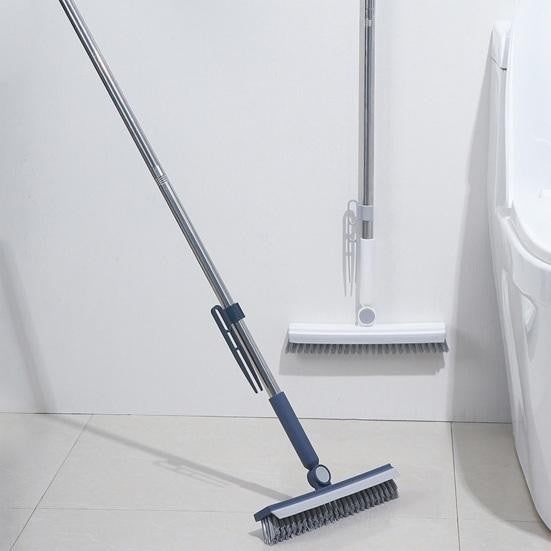 Perie de Curatare pentru Podele si Rosturi, selexmo, Lungime Maner 105 cm, Capat Pivotant 180 Grade, Peri din PP, Otel si Plastic, Cleste pentru Scame si Par Inclus, Albastru