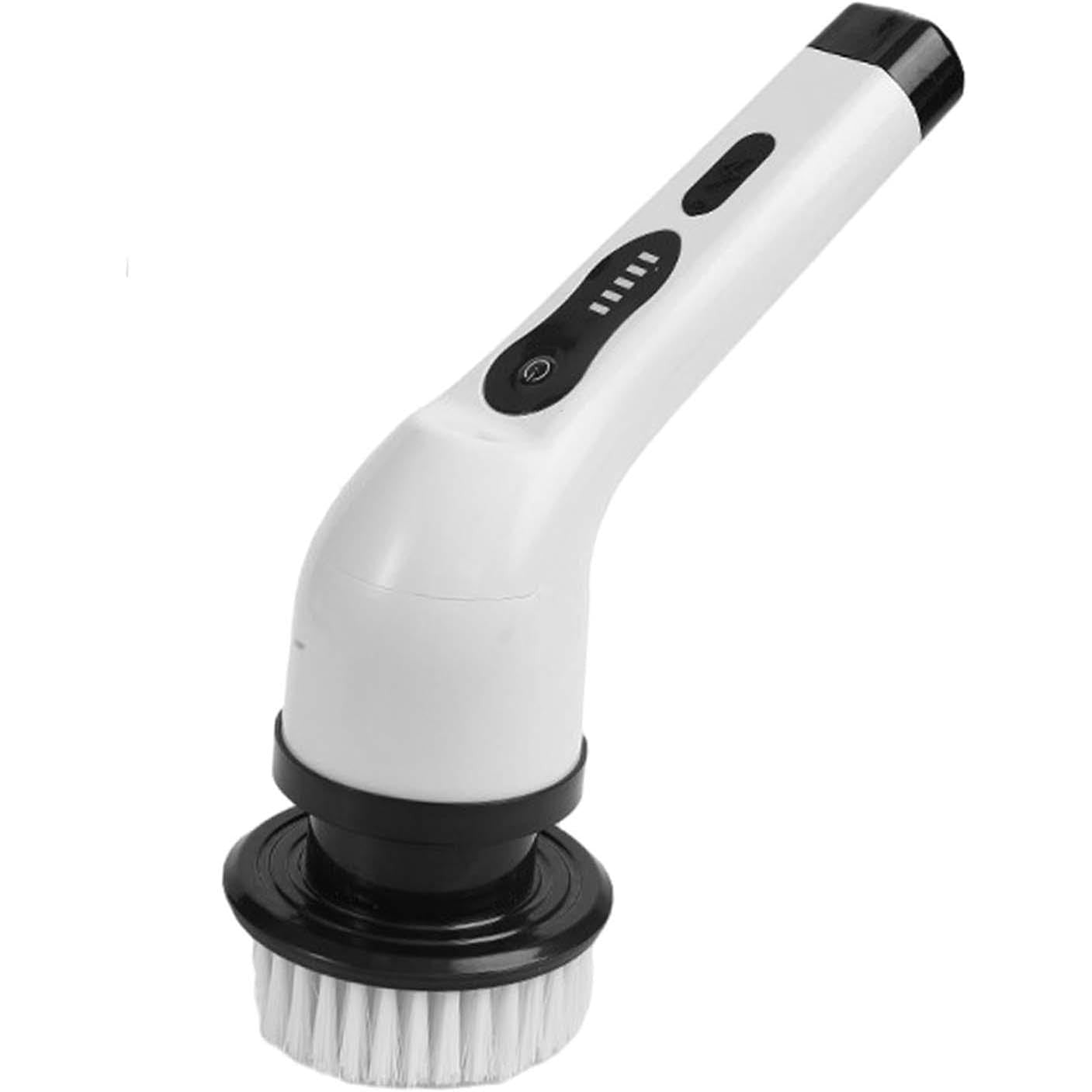 Perie Electrica de Curatare, selexmo, pentru Gresie, Baie, Bucatarie, 25x20x9.5 cm, cu 6 Capete, Maner Extensibil Detasabil 84-127cm, Incarcare USB-Type C, Rotire 360 de Grade, 3000 mAh, Culoare: Alb