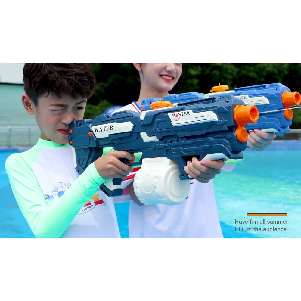 Pistol cu Apa pentru Copii, Rezervor 600ml, Selexmo, 14ani+, cu baterie 1200mAh, Electric Burst, Albastru/Alb, 1000ML