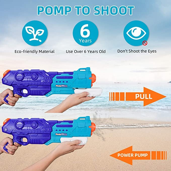 Pistol cu Apa pentru Copii, Rezervor de 1500 ml, Maner de transport, Pentru Piscina/Plaja, Selexmo, 3 ani+, Bleumarin, Lungime 44 cm