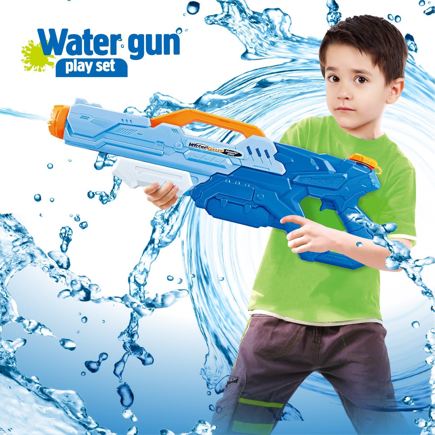 Pistol cu Apa pentru Copii, Rezervor, Pentru Piscina/Plaja, Selexmo, 6ani+, Albastru, 1500ML