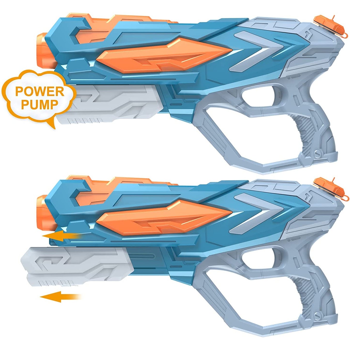 Pistol cu Apa pentru Copii, Rezervor, Pentru Piscina/Plaja, Selexmo, 6ani+, Albastru, 4 duze, 900ML