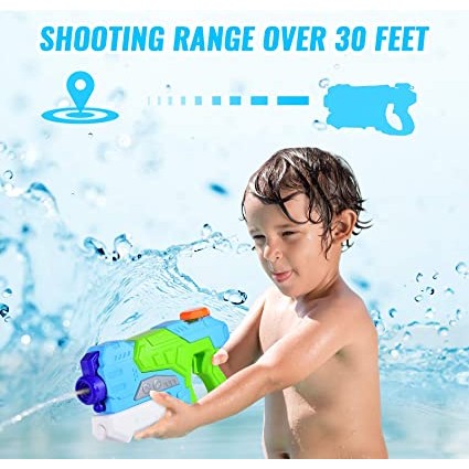 Pistol cu Apa pentru Copii, Rezervor, Pentru Piscina/Plaja, Selexmo, 6ani+, Verde/Albastru, 550ML