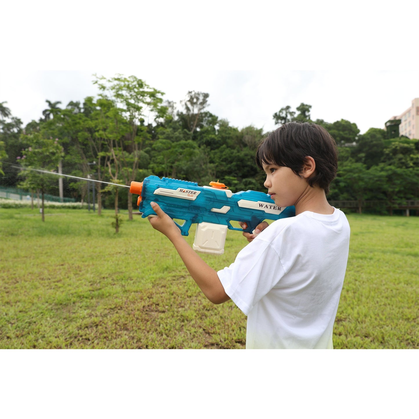 Pistol cu Apa Electric, Selexmo, +6 Ani, Rezervor 650 ml, Incarcare USB, din Plastic, 59 x 23 x 6 cm, Albastru