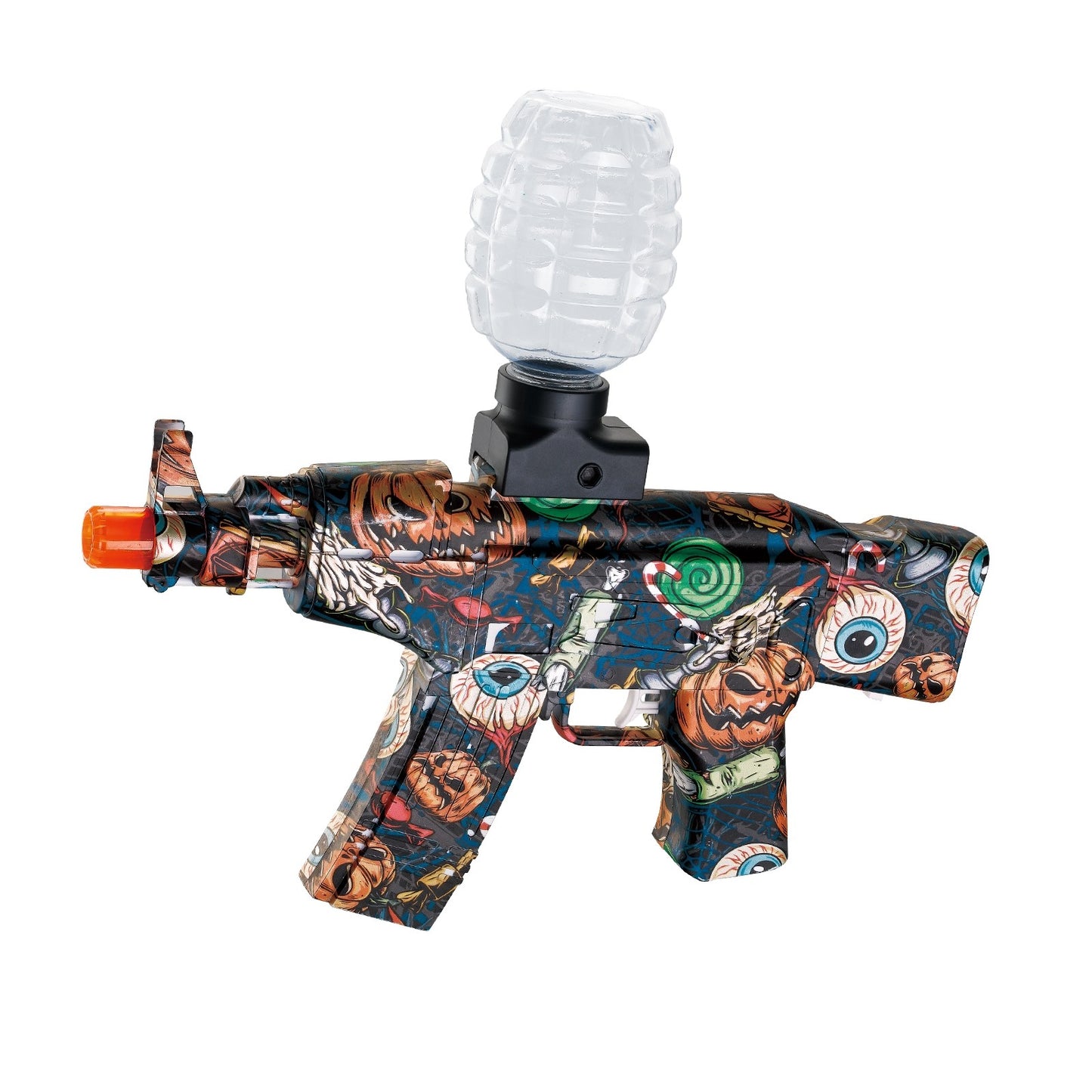 Mitraliera de jucarie electrica cu bile de hidrogen de gel, gun bluster, tragere in rafala, varsta peste 6 ani, ochelari de protectie, 5000 de bile incluse, cablu de incarcare, 28x31 cm, AK47, verde