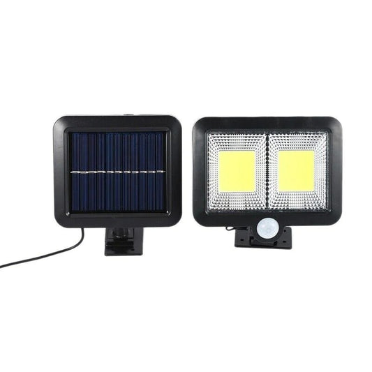 Lampa solara Selexmo cu senzor de miscare, 108 COB LED, 2 grile, 2400lm, ip65, negru