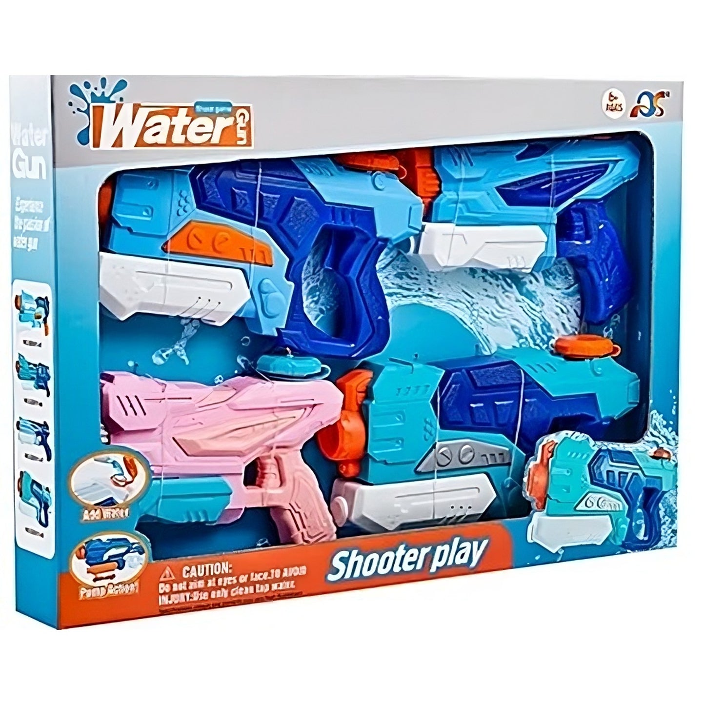 Set 4x Pistol cu Apa pentru Copii, Selexmo, 6ani+, Multicolor, 2x 550 ML + 2x 300 ML