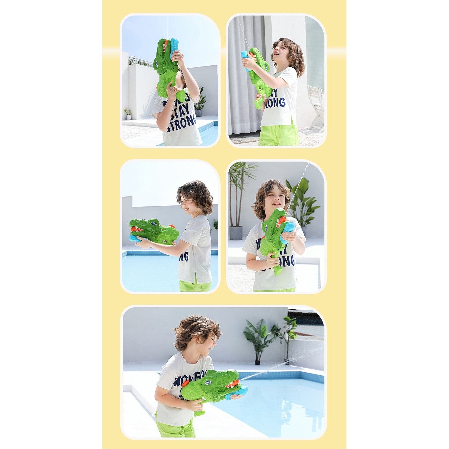 Set 2x Pistol cu Apa pentru Copii, Rezervor, Pentru Piscina/Plaja, Selexmo, 6ani+, Tiranozaur, Roz + Verde,660 ML