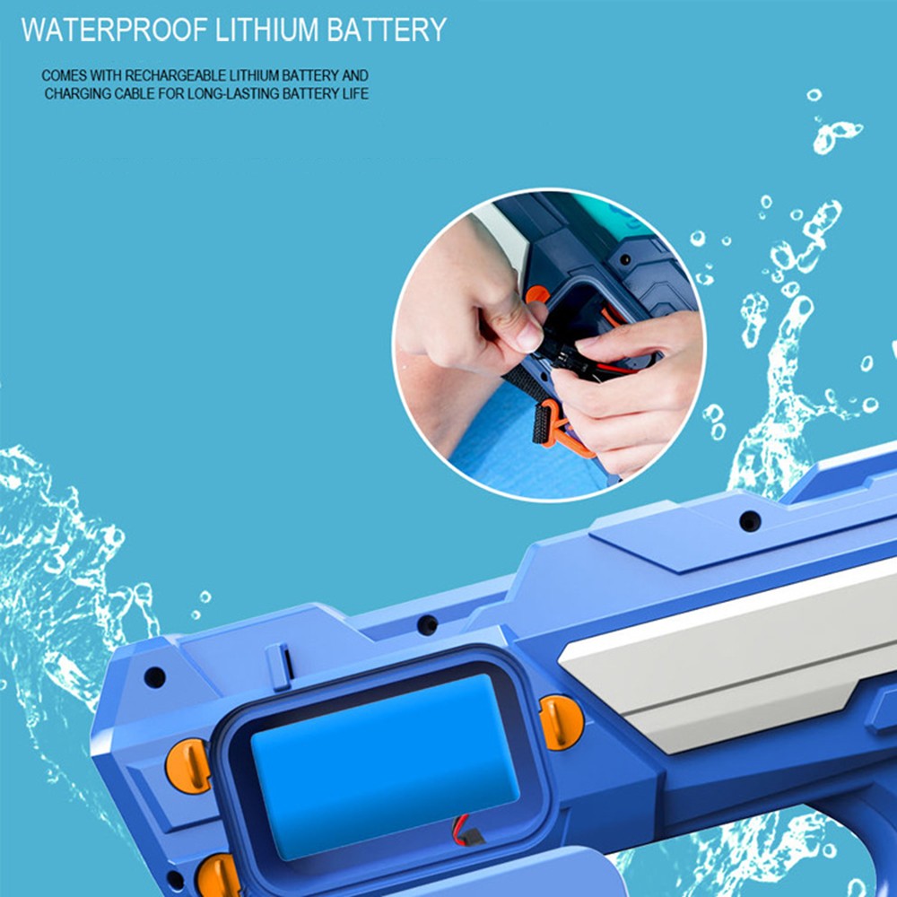 Pistol cu Apa pentru Copii, Rezervor 600ml, Selexmo, 14ani+, cu baterie 1200mAh, Electric Burst, Albastru/Alb, 1000ML