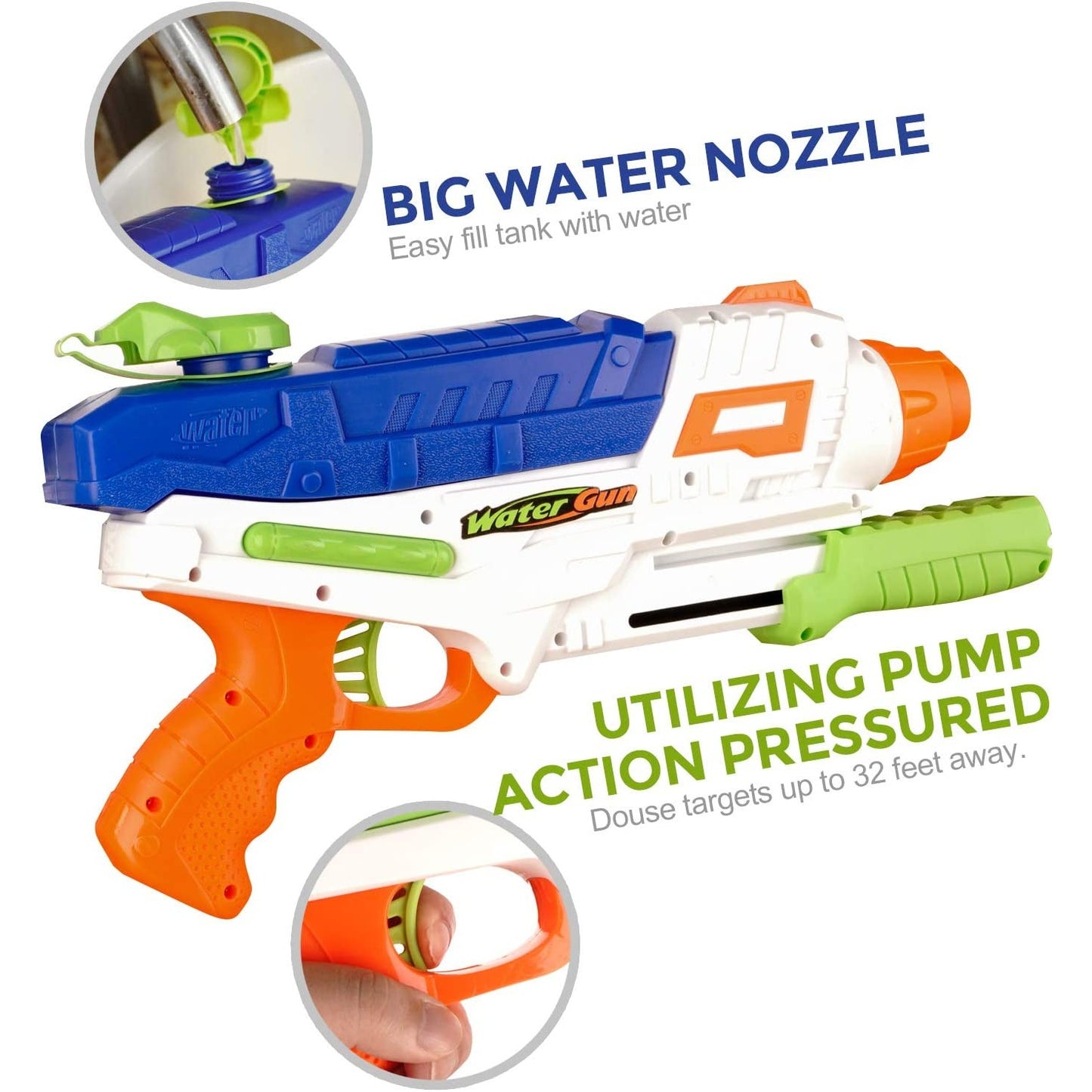 Set 2x Pistol cu Apa pentru Copii, Rezervor, Pentru Piscina/Plaja, Selexmo, 6ani+, Roz + Albastru, 600 ML