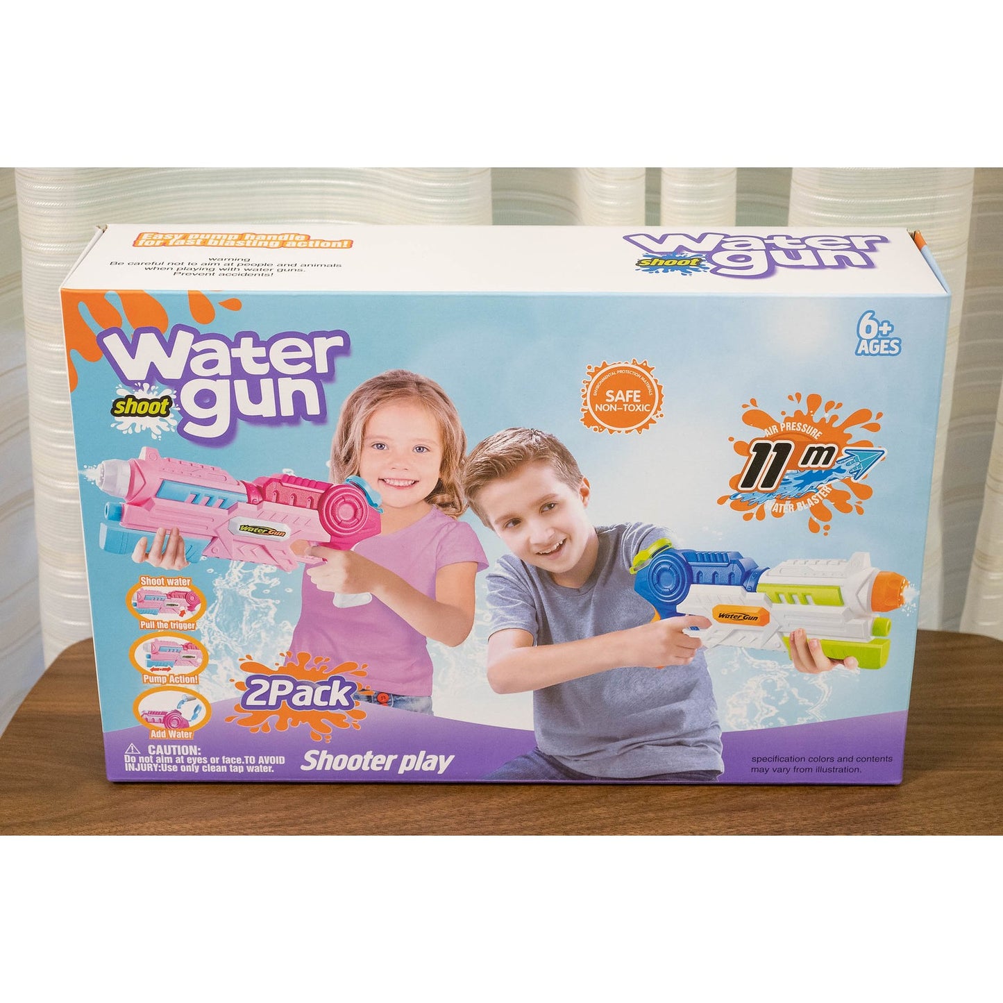 Set 2x Pistol cu Apa pentru Copii, Rezervor, Pentru Piscina/Plaja, Selexmo, 6ani+, Roz + Albastru, 1000 ML