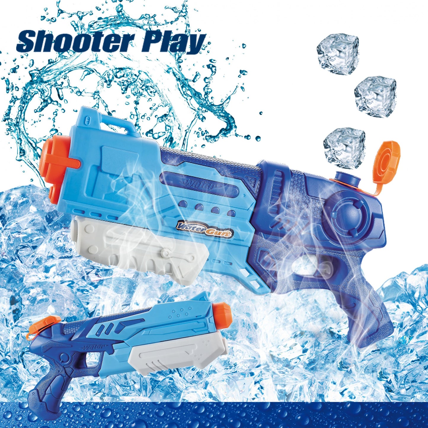 Pistol cu Apa pentru Copii, Rezervor, Pentru Piscina/Plaja, Selexmo, 6ani+, Albastru, 900ML