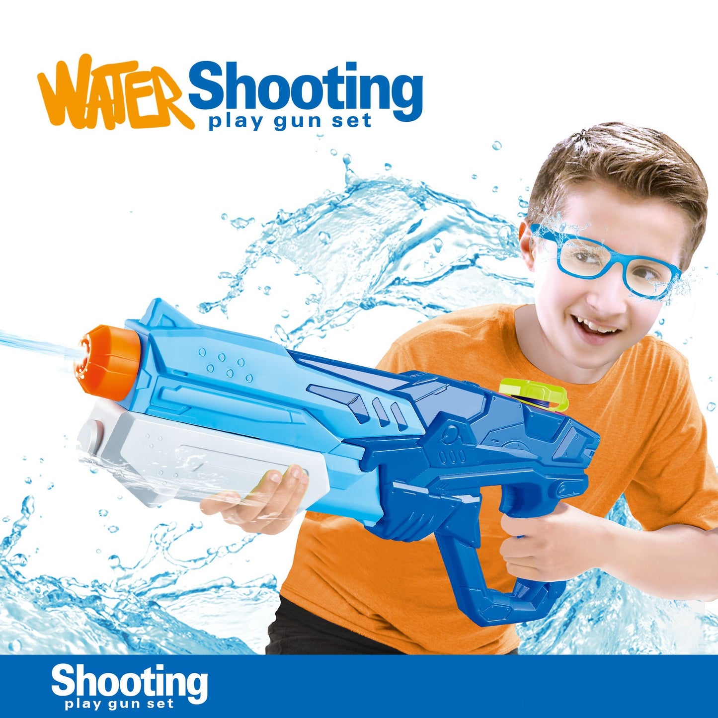 Pistol cu Apa pentru Copii, Rezervor, Pentru Piscina/Plaja, Selexmo, 6ani+, Albastru, 600ML