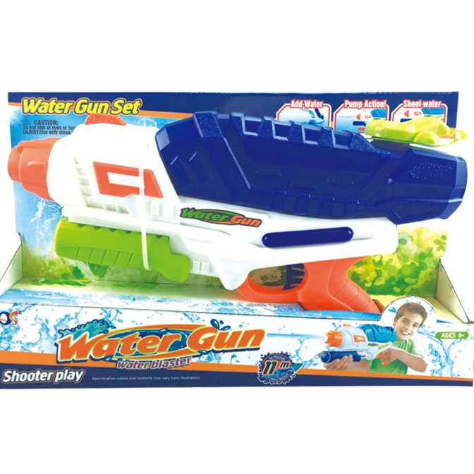 Pistol cu Apa pentru Copii, Rezervor, Pentru Piscina/Plaja, Selexmo, 6ani+, Albastru/Multicolor, 1000ML, model 2
