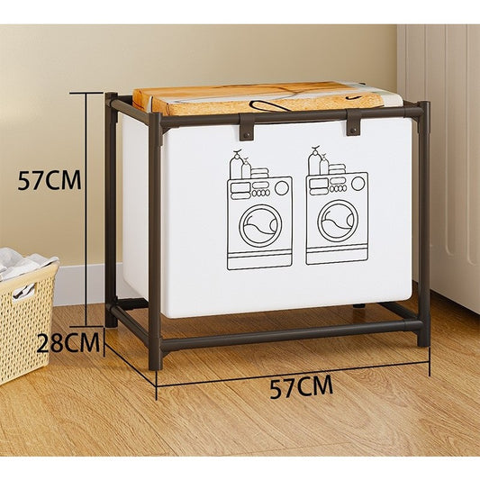 Raft/Cos Depozitare Haine Murdare, selexmo, pentru Baie, 1 Cos, Cadru de Otel Inoxidabil, 97 x 44 x 57 cm, Negru