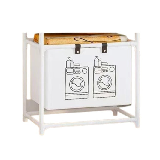 Raft/Cos Depozitare Haine Murdare, selexmo, pentru Baie, 1 Cos, Cadru de Otel Inoxidabil, 97 x 44 x 57 cm, Alb