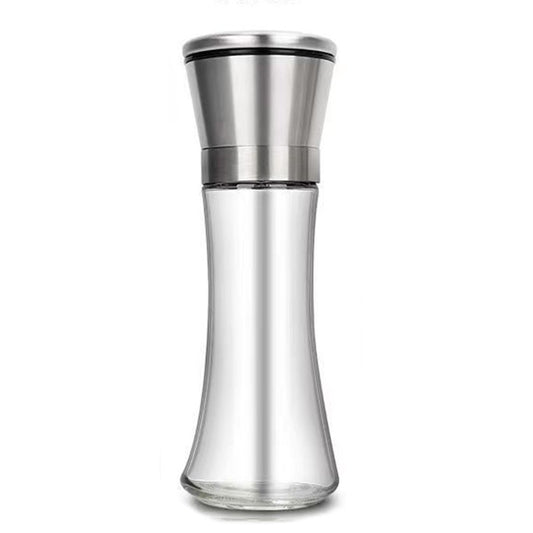 Rasnita Manuala pentru boabe, selexmo, Rasnita pentru Piper Sare Cafea, din Sticla cu Otel inoxidabil, 19.2 x 6.4 cm, volum 200 ml, Transparenta cu Capac din Inox