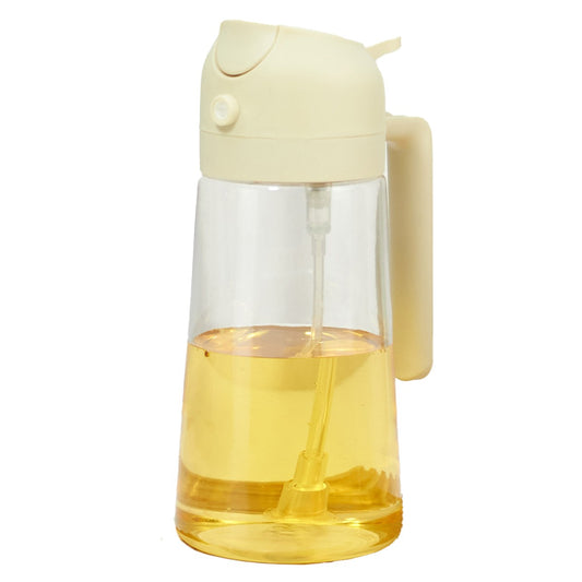 Recipient Ulei 2 in 1, selexmo, Functie Spray & Turnare, din Sticla, Fara Scurgere, 18.5 x 7.7 cm, 470 ml, Alb