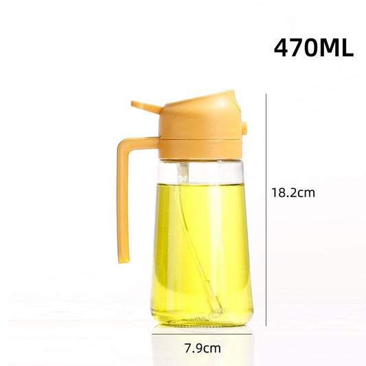 Recipient Ulei 2 in 1, selexmo, Functie Spray & Turnare, din Sticla, Fara Scurgere, 18.5 x 7.7 cm, 470 ml, Galben