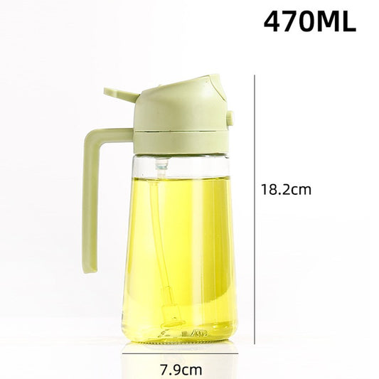 Recipient Ulei 2 in 1, selexmo, Functie Spray & Turnare, din Sticla, Fara Scurgere, 18.5 x 7.7 cm, 470 ml, Verde