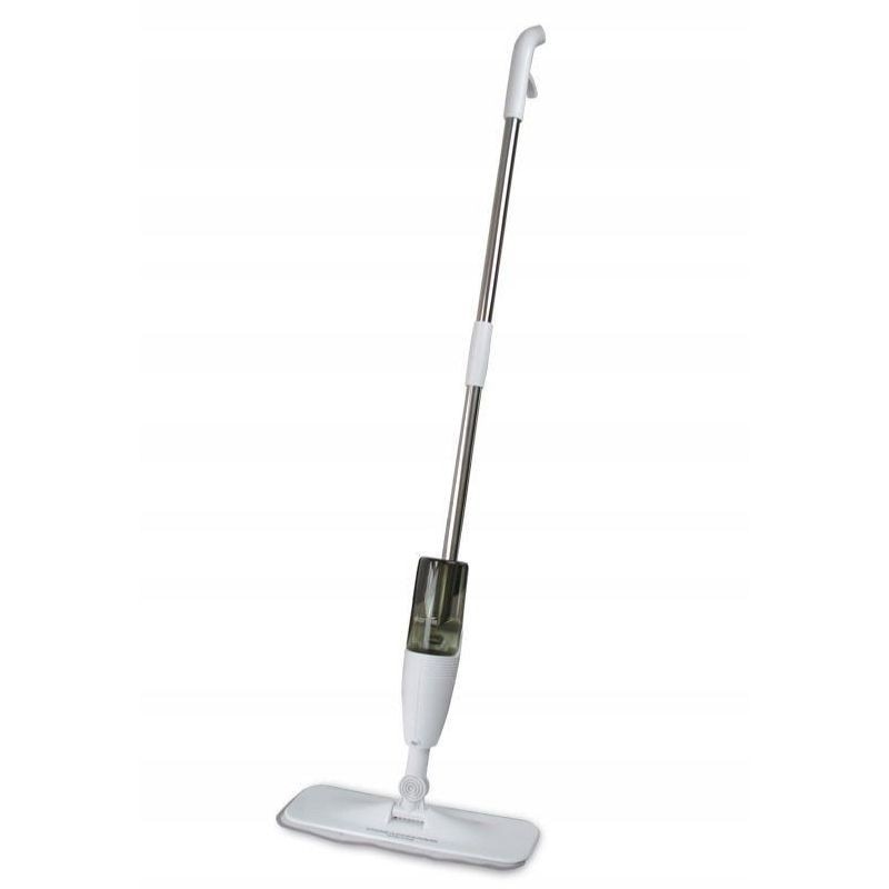 Mop plat, cu pulverizator, pentru uz casnic, plastic, rezerva de mop din microfibra, 125x40 cm, Alb