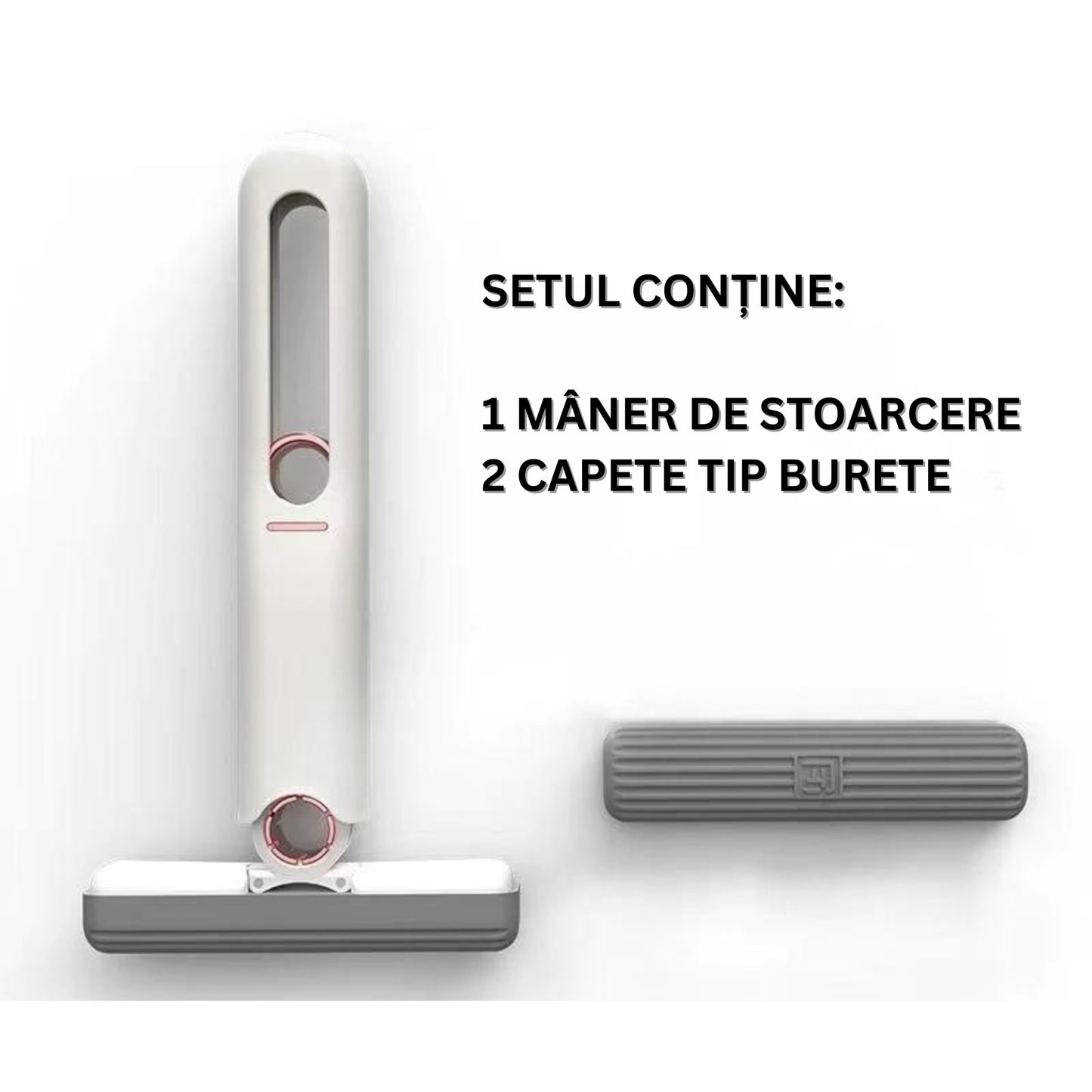 Mini MOP portabil cu sistem autostoarcere, pentru suprafețe și geamuri 🧹💦🪣
