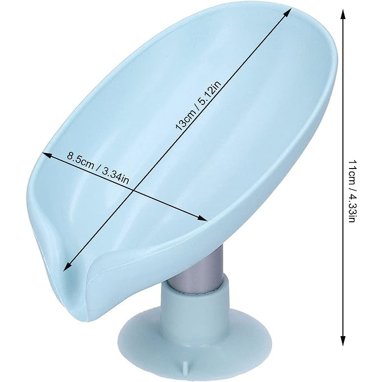 Savoniera, cu scurgere, pentru sapun, cu ventuza, material ABS, 13 x 8.5 x 10.5 cm, albastru
