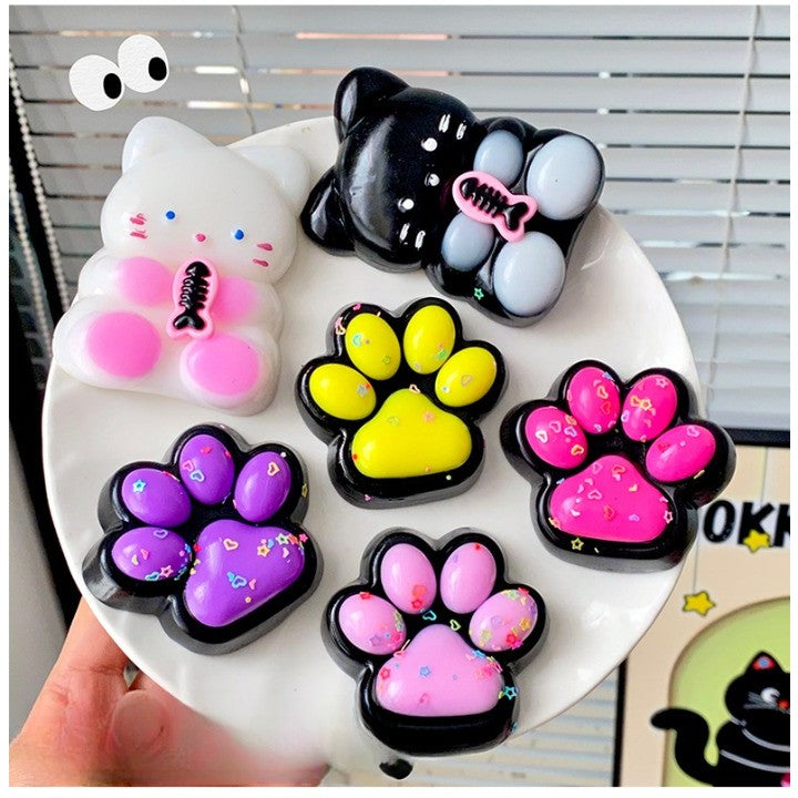 Set 12 Jucarii Antistres Squishy, selexmo, cu Revenire Lenta, Squeeze Pinch Family, Model Labuta de Pisica, 6.8x6.2 cm, 55g, Ambalaj Transparent, 4 Culori