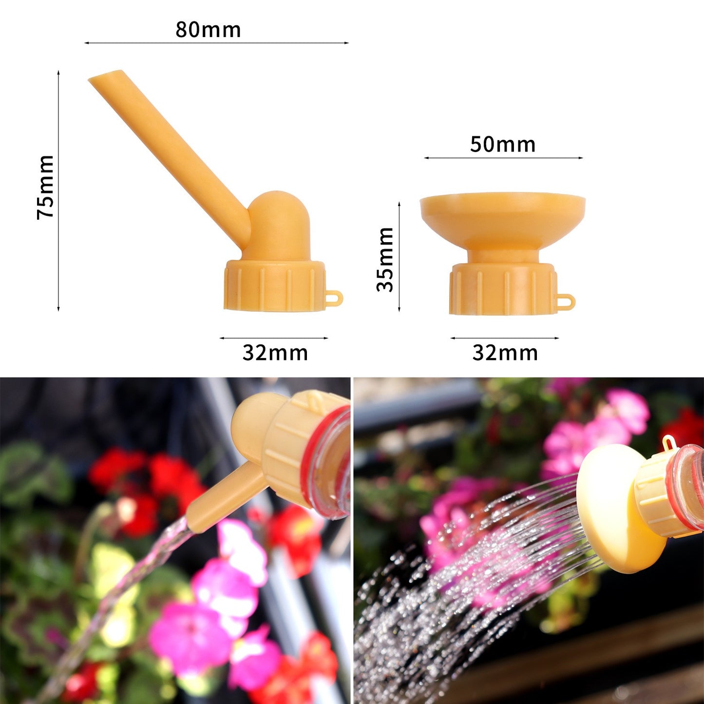 Set 2 capace de sticla pentru irigat florile selexmo, stropitoare si teava, practic si usor de utilizat, portabil, reutilizabil, 8 x 7.5 cm, galben