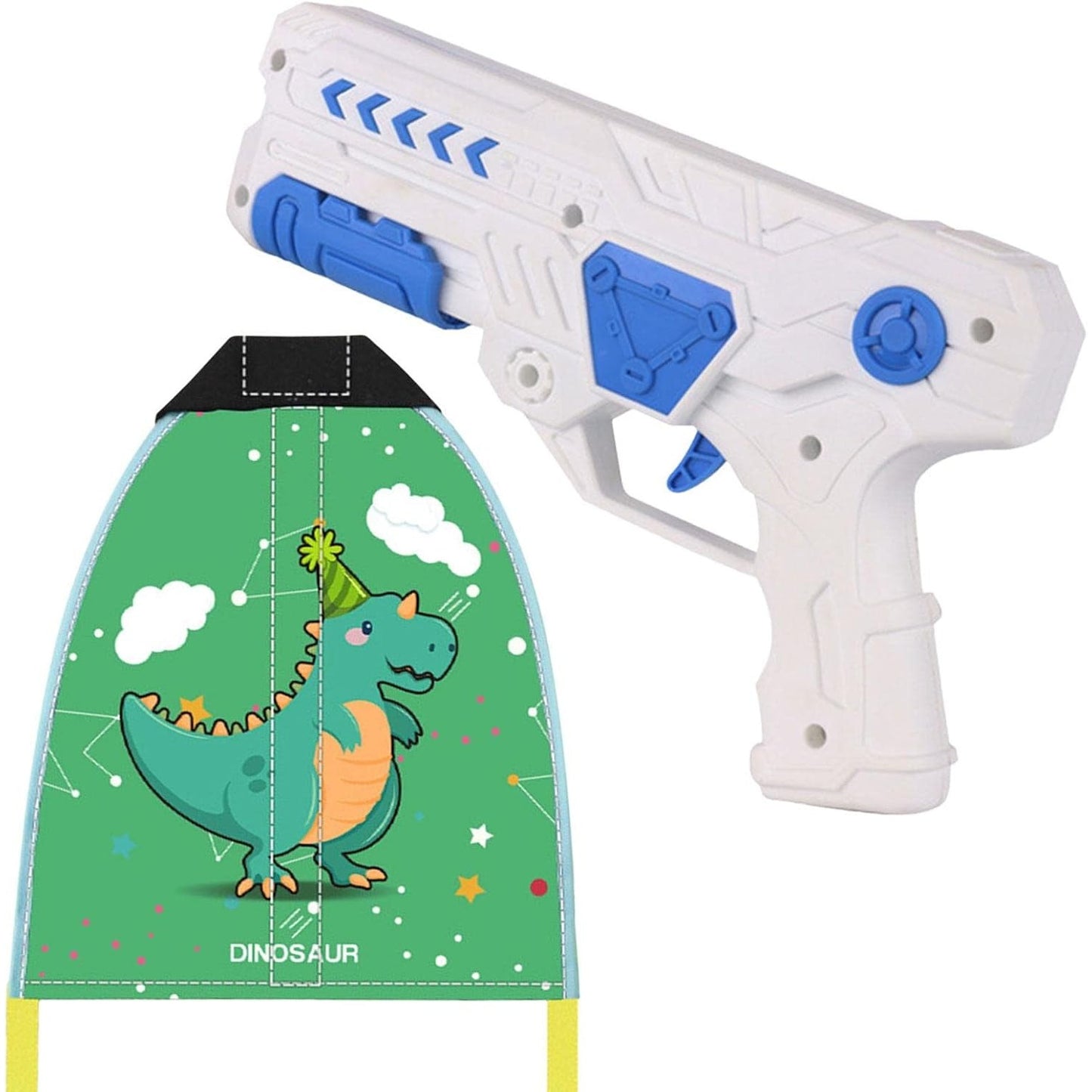 Set 2 Piese Jucarie Interactiva, Pistol de Catapultare + Zmeu, din Plastic si Panza, Impermeabil