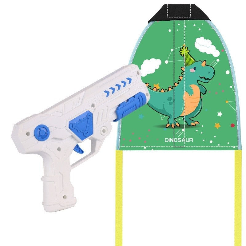 Set 2 Piese Jucarie Interactiva, Pistol de Catapultare + Zmeu, din Plastic si Panza, Impermeabil