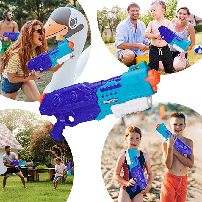 Set 2x Pistol cu Apa pentru Copii, Selexmo, 6ani+, Albastru, 1x 900 ML + 1x 300 ML