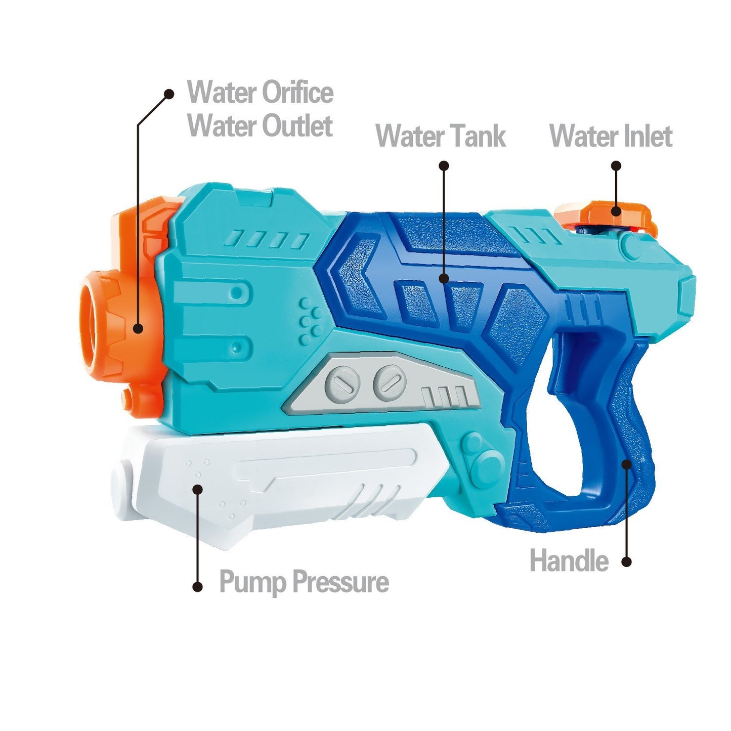Set 2x Pistol cu Apa pentru Copii, Selexmo, 6ani+, cu baloane de apa, Albastru + Roz, 1x 600 ML + 1x 550 ML