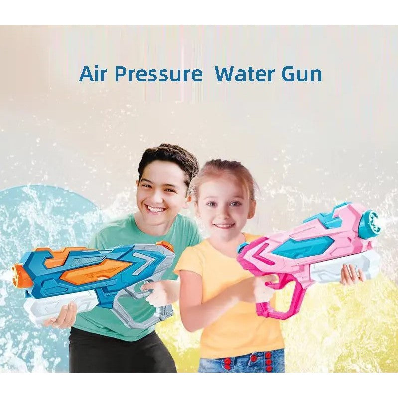 Set 2x Pistol cu Apa pentru Copii, Rezervor, Pentru Piscina/Plaja, Selexmo, 6ani+, Roz + Albastru, 4 duze, 900 ML