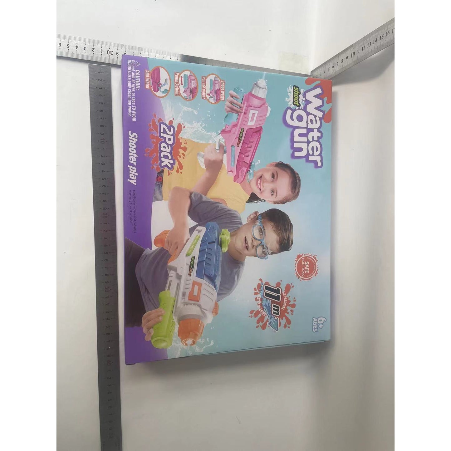 Set 2x Pistol cu Apa pentru Copii, Rezervor, Pentru Piscina/Plaja, Selexmo, 6ani+, Roz + Albastru, 600 ML