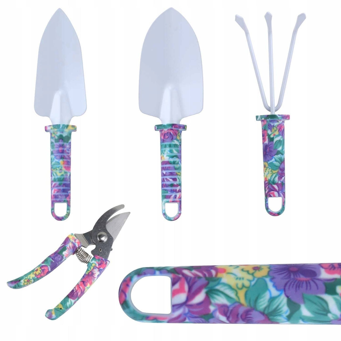 Set 5 accesorii pentru gradinarit, geanta depozitare inclusa, otel inoxidabil, 38 x 29 cm, mov