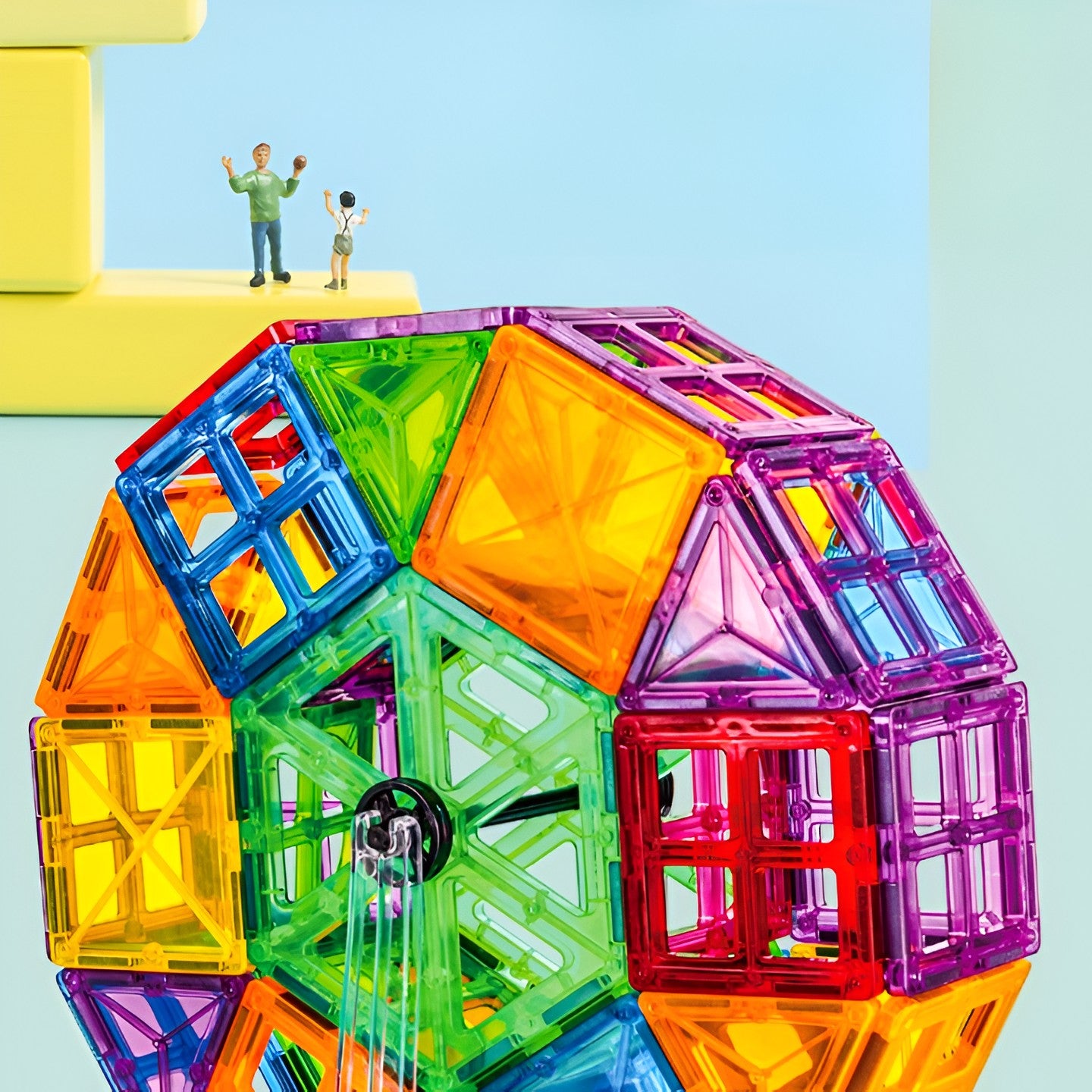 Piese Magnetice de Constructie, Magnetic Tiles, Forme Geometrice, 3 Ani+ 88 piese