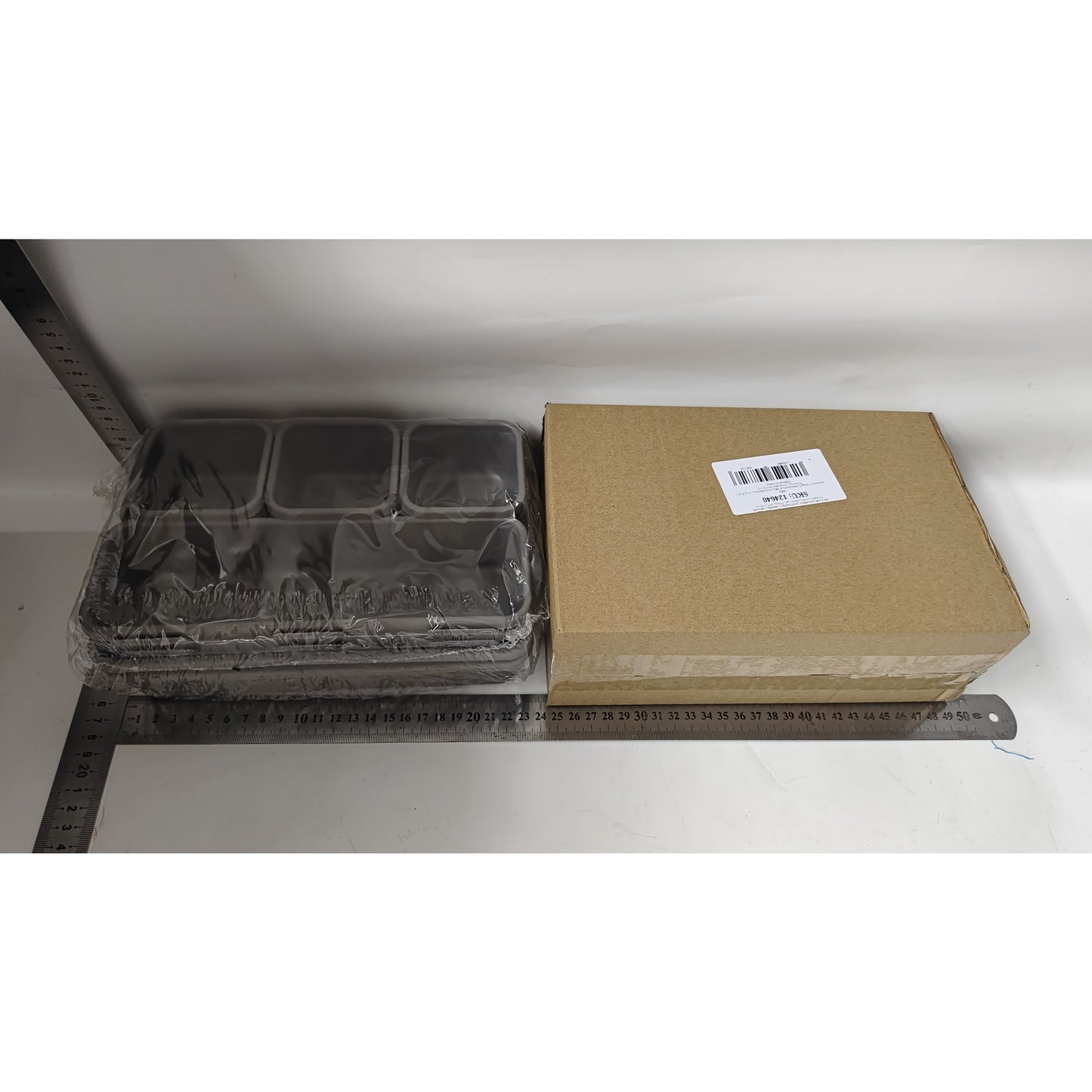 Set 8 cutii depozitare, pentru sertar, cosmetice, ustensile bucatarie, textile, plastic, gri, selexmo, 23.5 x 16 cm