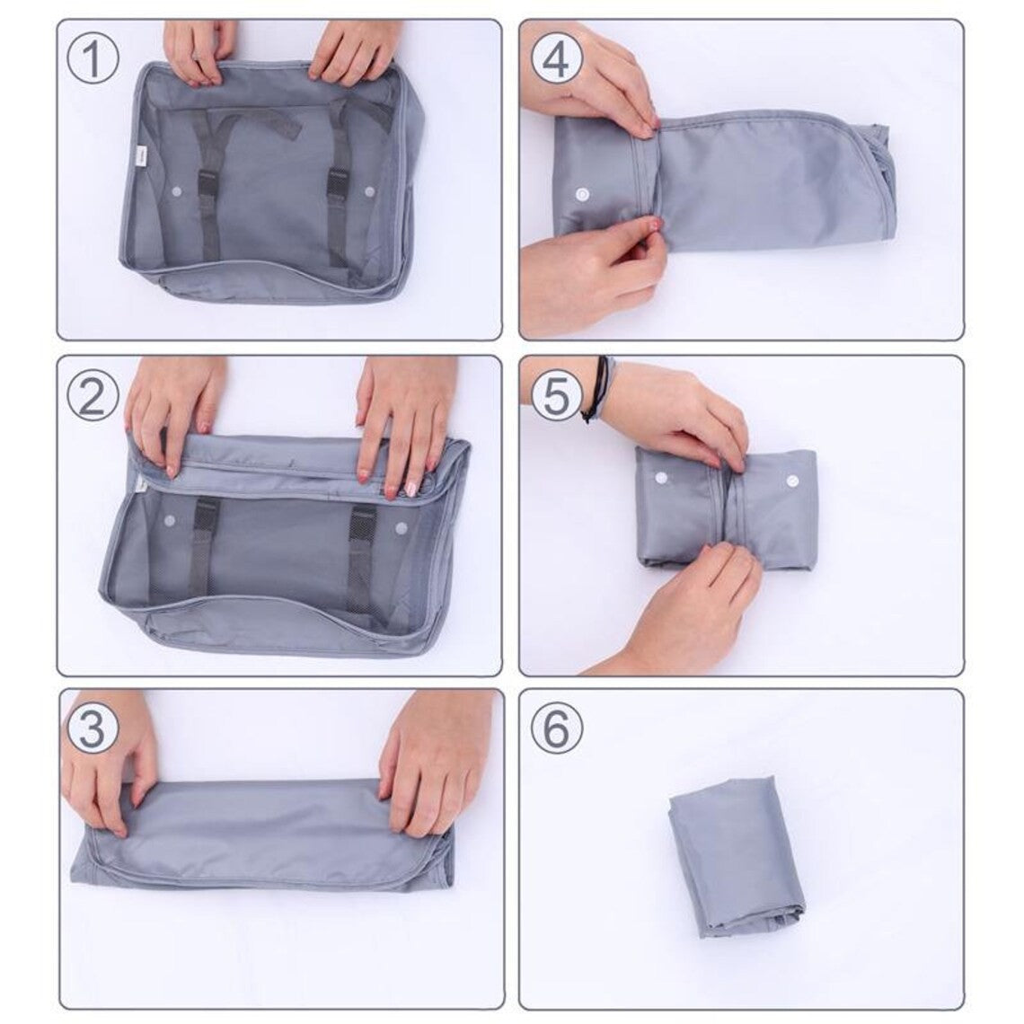 Set 8 huse organizare bagaj selexmo, material poliester, impermeabil, cu fermoar, pentru calatorii sau dulap, sac pentru pantofi inclus, pliabil, gri