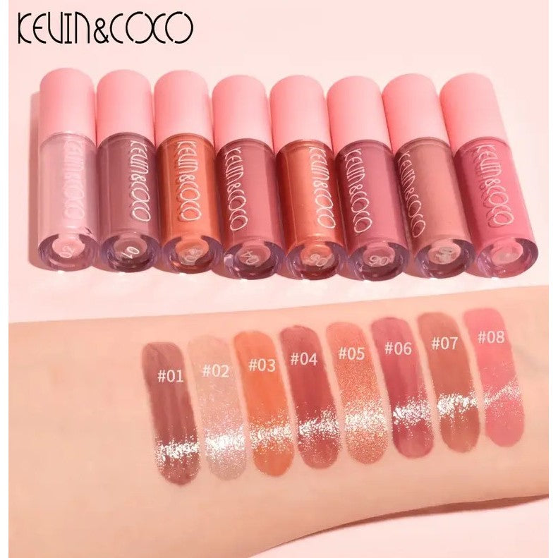 SET 8 LIP GLOSS, NUNATE ROSE, NUDE, GLOSY, CUTIE DREPTUNGHIULARA, 8.3 X 17.5 X 2.7 CM, 181.5 G, MULTICOLOR