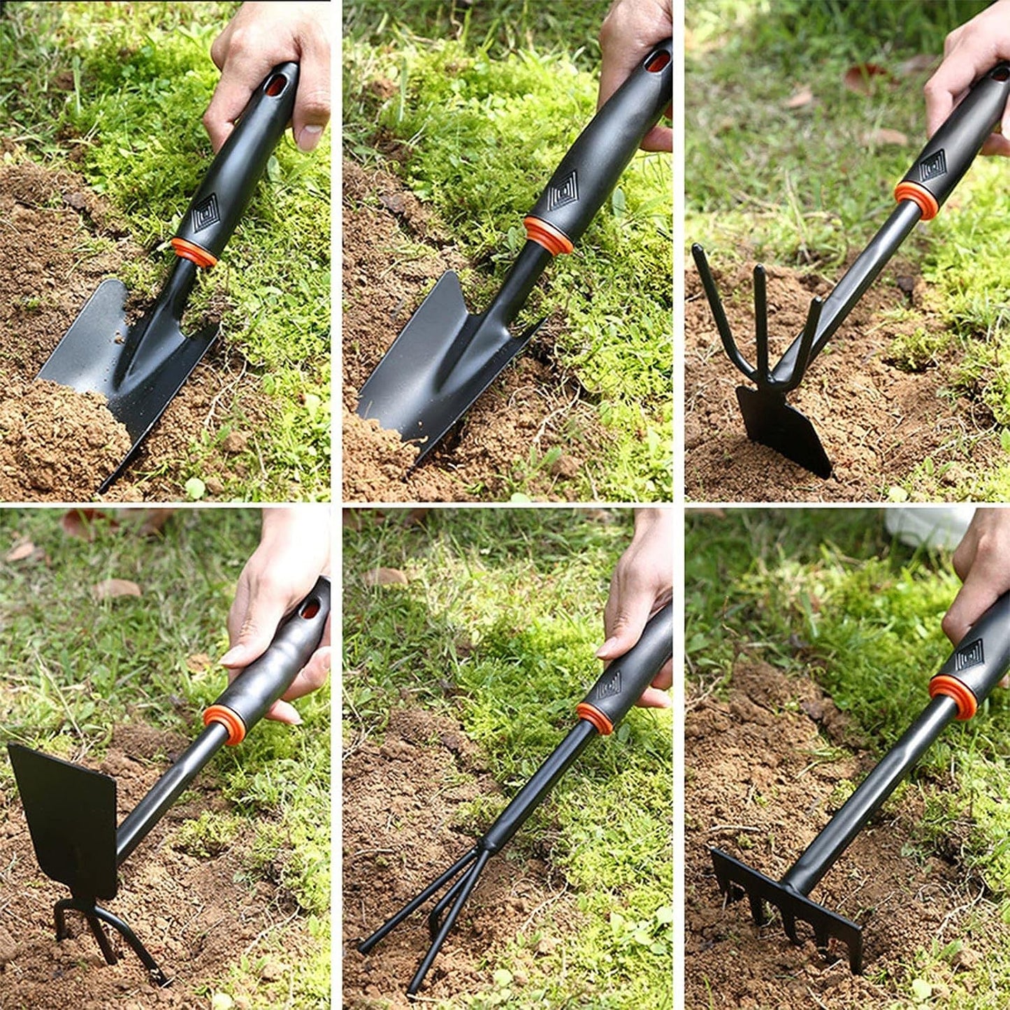 Set 9 Unelte de Gradina, pentru Plantare Prelucrare Sol si Ingrijire Plante, Material PVC si cardboard, 25 x 14.5 cm, negru