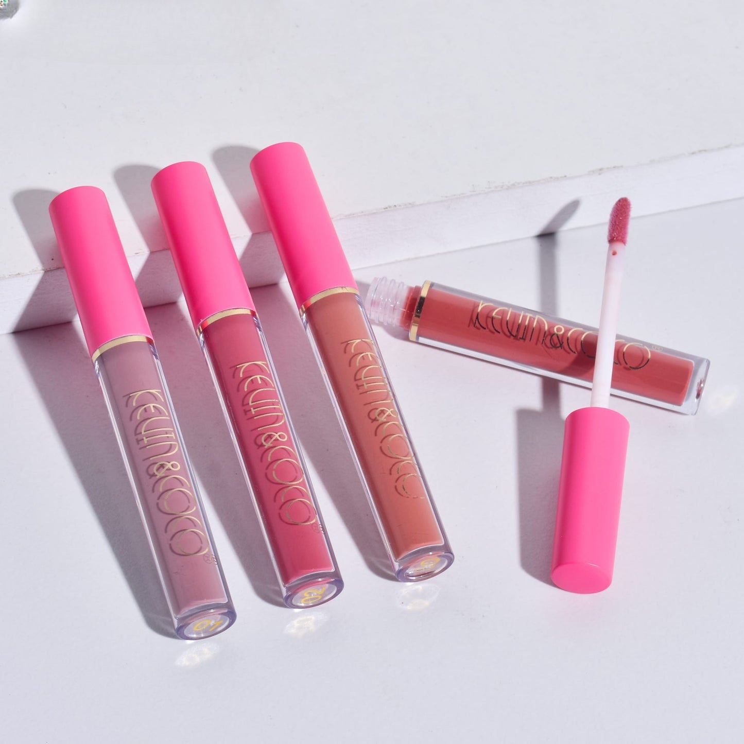 Set de Buze, KEVIN & COCO, Cloud Bubble, 4 Lip Gloss-uri, 15.1 x 8.1 x 2 cm, Roz/Nude
