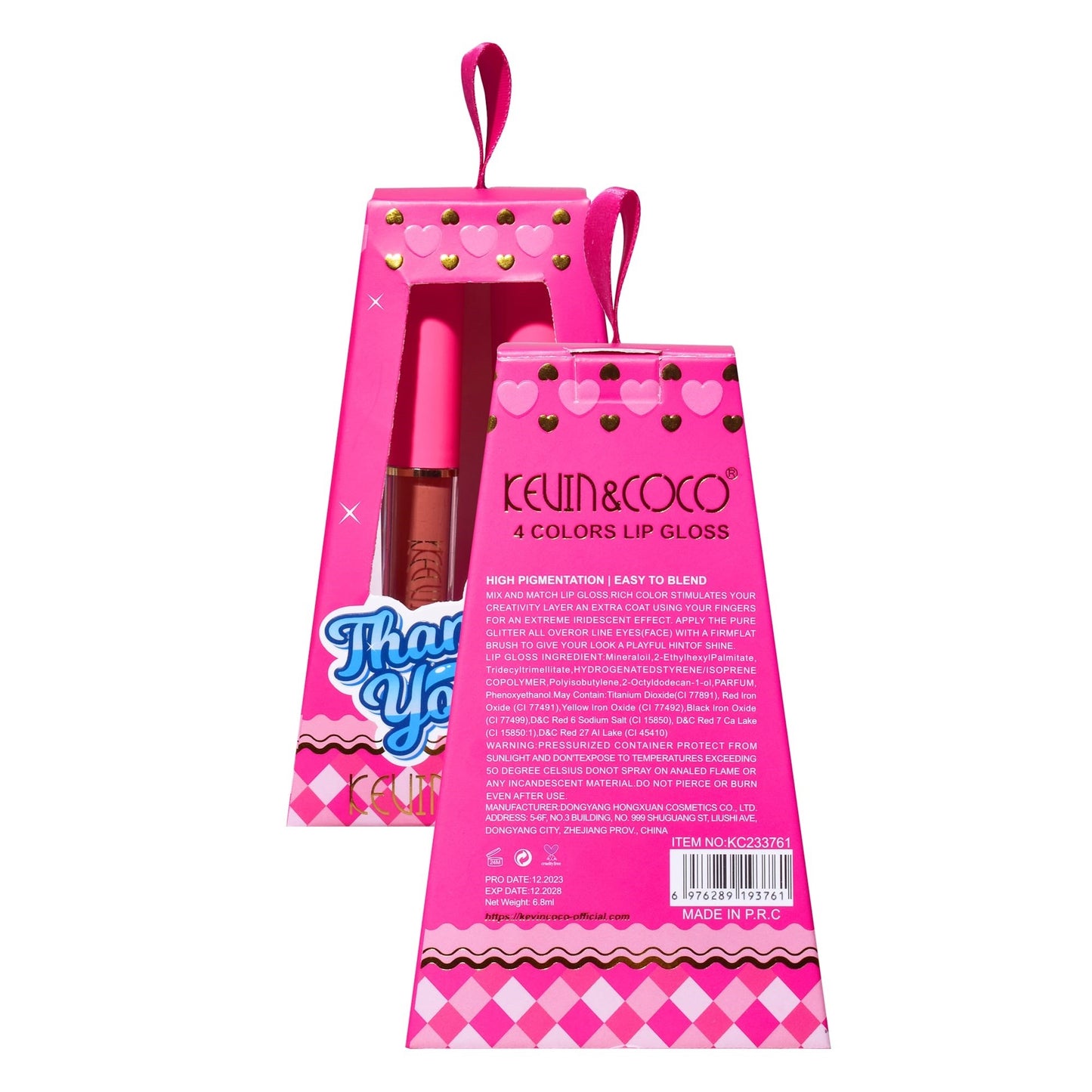 Set de Buze, KEVIN & COCO, Cloud Bubble, 4 Lip Gloss-uri, 15.1 x 8.1 x 2 cm, Roz/Nude